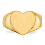 Load image into Gallery viewer, Solid Closed Back Ladies Signet Ring Heart Shape Custom Personalized with Free Engraving Available of Initials in Solid 14K Yellow Gold
