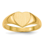 Load image into Gallery viewer, Open Back Ladies Signet Ring Heart Shape Custom Personalized with Free Engraving Available of Initials in Solid 14K Yellow Gold
