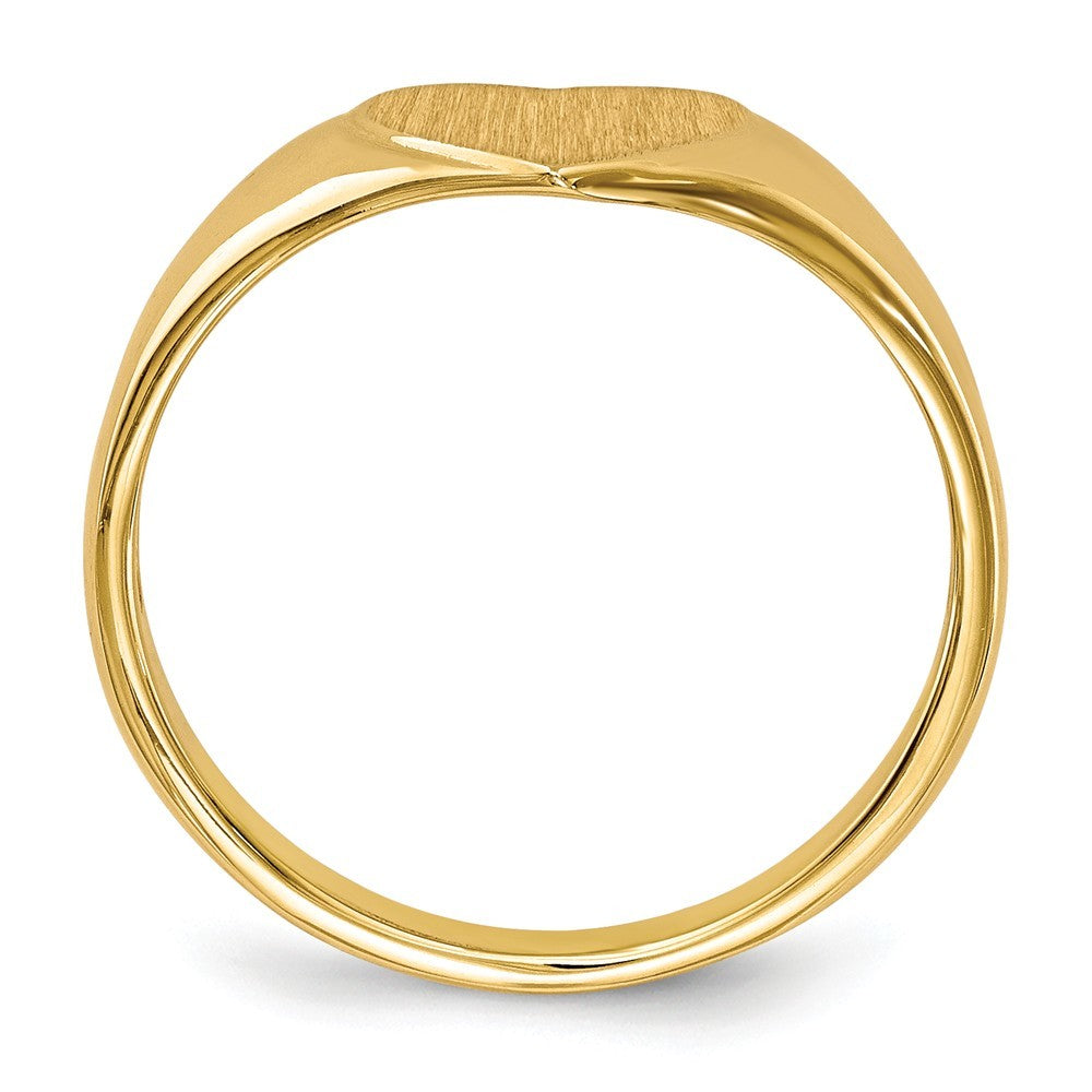 Open Back Ladies Signet Ring Heart Shape Custom Personalized with Free Engraving Available of Initials in Solid 14K Yellow Gold