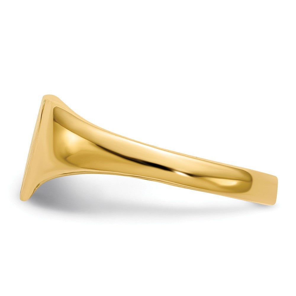 Open Back Ladies Signet Ring Heart Shape Custom Personalized with Free Engraving Available of Initials in Solid 14K Yellow Gold