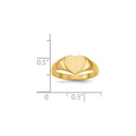 Load image into Gallery viewer, Open Back Ladies Signet Ring Heart Shape Custom Personalized with Free Engraving Available of Initials in Solid 14K Yellow Gold
