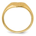 Load image into Gallery viewer, Open Back Womens Heart Design Top Signet Ring Custom Personalized with Free Engraving Available of Initials or Monogram in Solid 14K Yellow Gold
