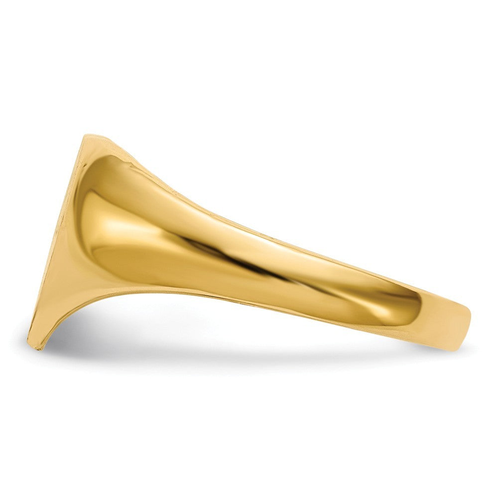 Open Back Womens Heart Design Top Signet Ring Custom Personalized with Free Engraving Available of Initials or Monogram in Solid 14K Yellow Gold