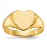 Load image into Gallery viewer, Open Back Ladies Signet Ring Heart Shape Custom Personalized with Free Engraving Available of Initials in Solid 14K Yellow Gold
