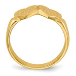 Load image into Gallery viewer, Solid Closed Back Ladies Signet Ring Double Heart Shape Custom Personalized with Free Engraving Available of Initials in Solid 14K Yellow Gold
