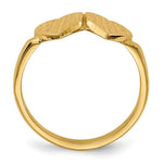 Load image into Gallery viewer, Open Back Ladies Signet Ring Double Heart Shape Custom Personalized with Free Engraving Available of Initials in Solid 14K Yellow Gold
