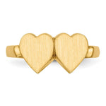Load image into Gallery viewer, Open Back Ladies Signet Ring Double Heart Shape Custom Personalized with Free Engraving Available of Initials in Solid 14K Yellow Gold
