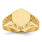 Load image into Gallery viewer, Open Back Womens Cut-out Sides 6-sided Top Signet Ring Custom Personalized with Free Engraving Available of Initials or Monogram in Solid 14K Yellow Gold
