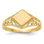 Load image into Gallery viewer, Open Back Signet Ring Square Shape Filigree Sides Custom Personalized with Free Engraving Available of Initials in Solid 14K Yellow Gold
