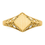 Load image into Gallery viewer, Open Back Signet Ring Square Shape Filigree Sides Custom Personalized with Free Engraving Available of Initials in Solid 14K Yellow Gold
