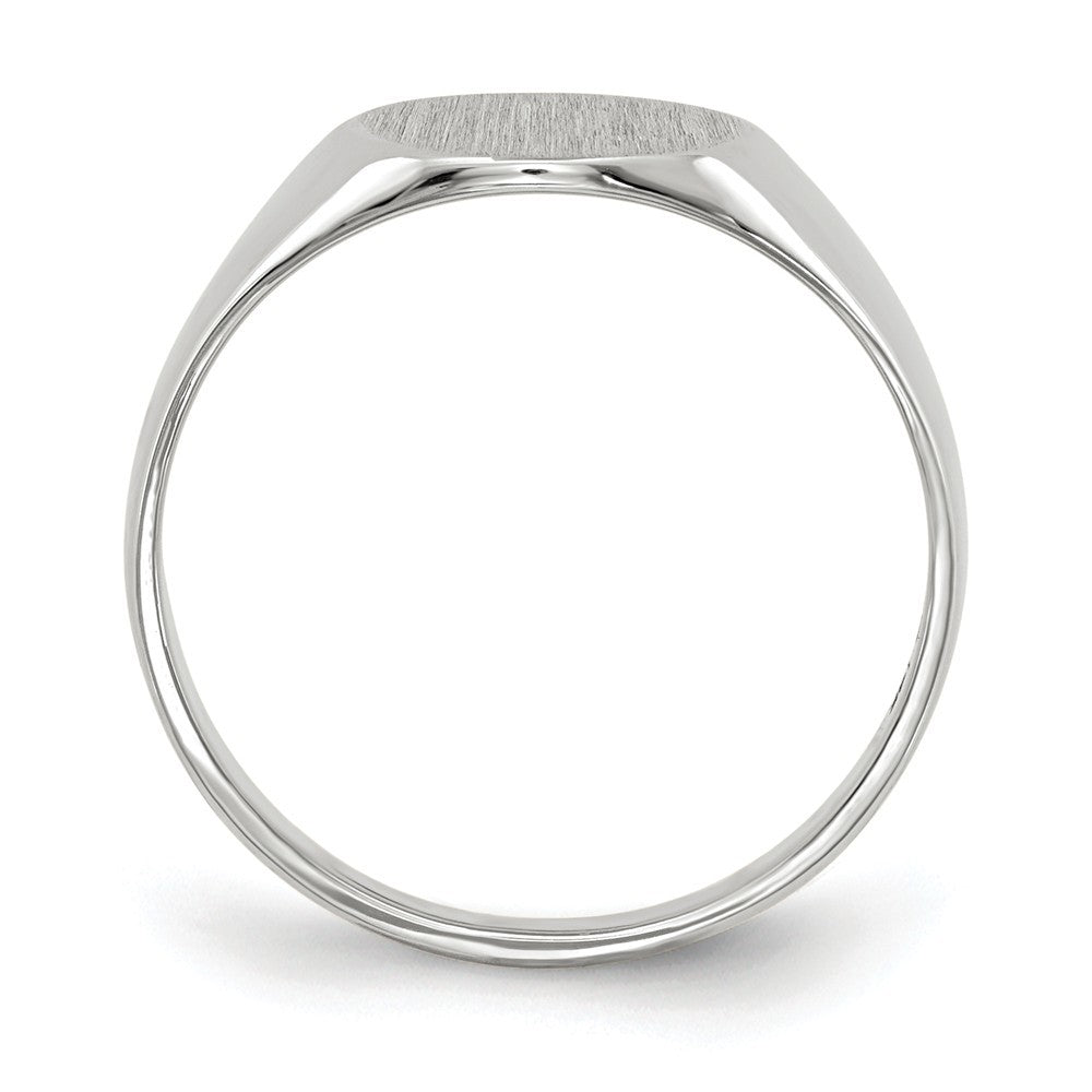 Solid Closed Back Signet Ring Round Shape Custom Personalized with Free Engraving Available of Initials in Solid 14K White Gold