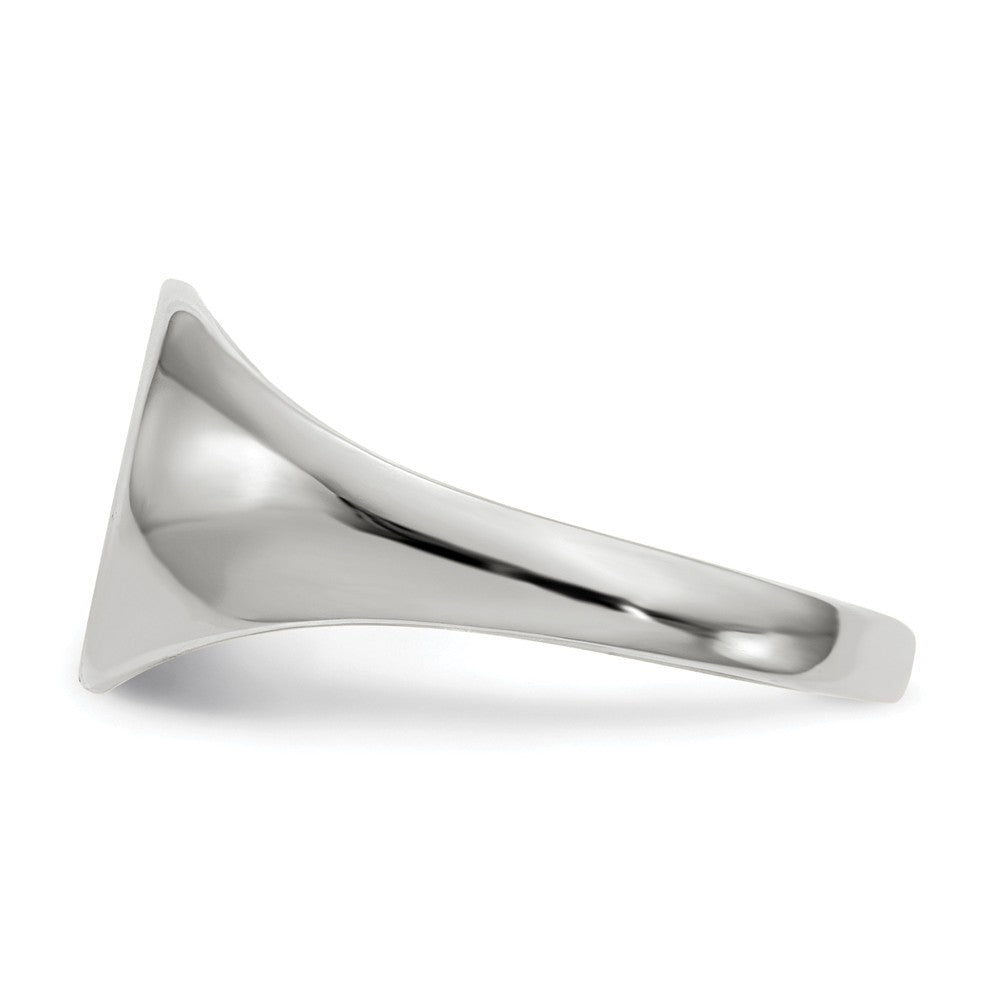 Solid Closed Back Signet Ring Round Shape Custom Personalized with Free Engraving Available of Initials in Solid 14K White Gold