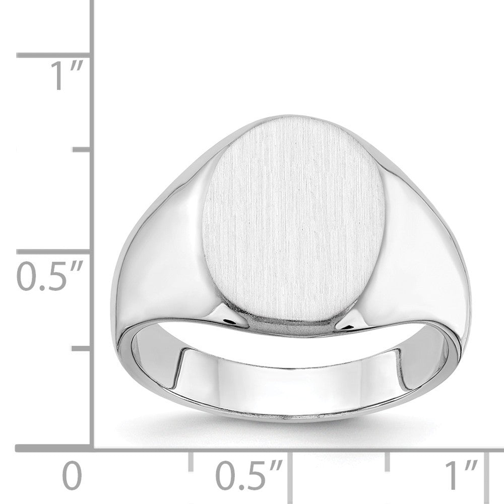 Mens Solid Back Signet Ring Custom Personalized with Free Engraving Available of Initials or Monogram in Solid 14K White Gold