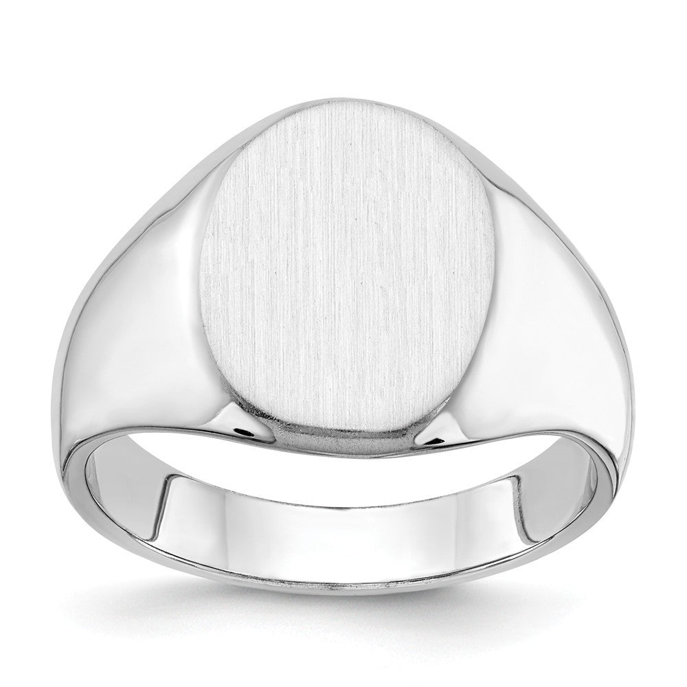 Mens Solid Back Signet Ring Custom Personalized with Free Engraving Available of Initials or Monogram in Solid 14K White Gold