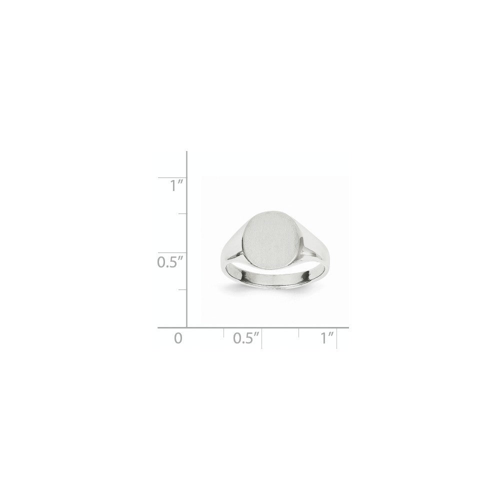 Solid Closed Back Signet Ring Round Shape Custom Personalized with Free Engraving Available of Initials in Solid 14K White Gold