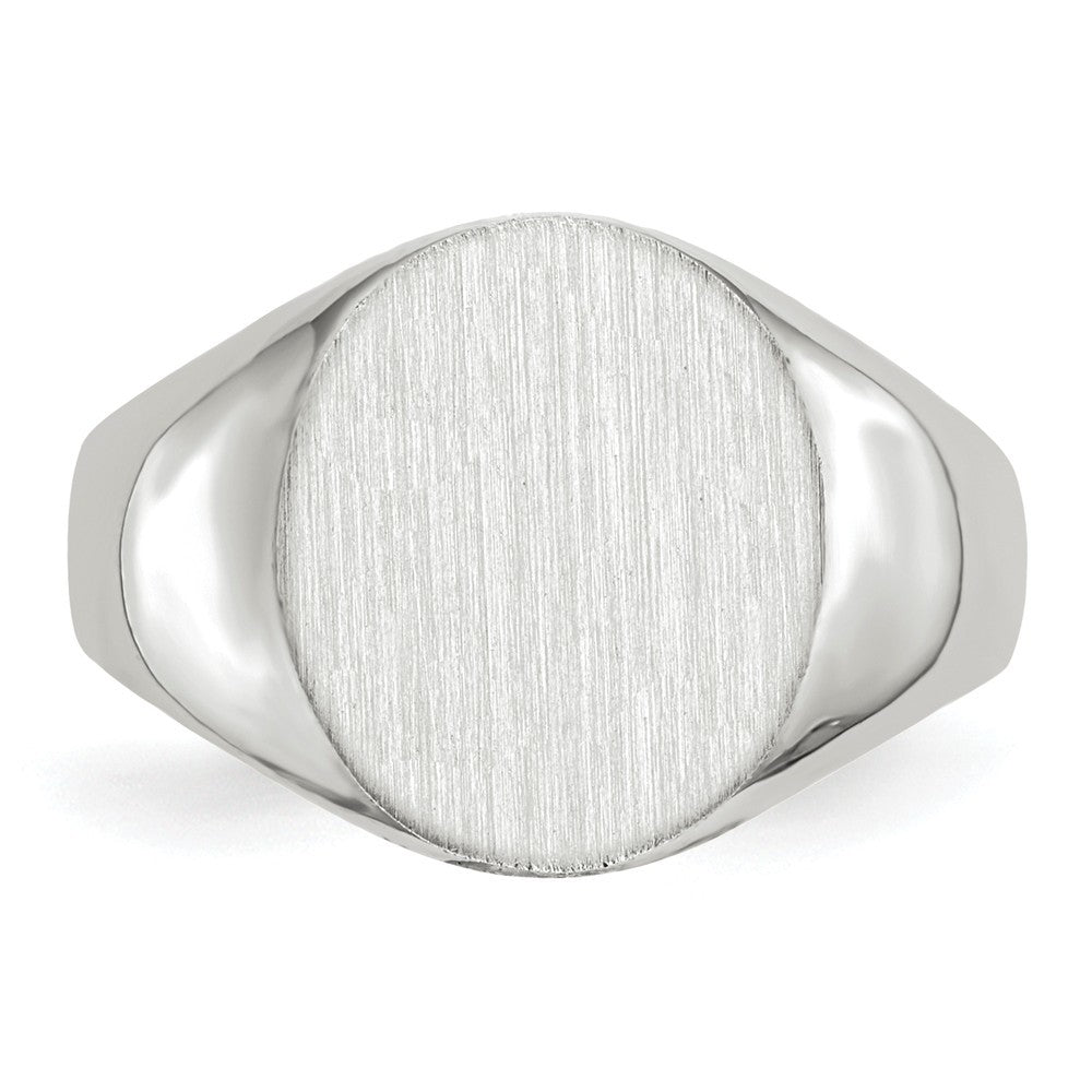 Solid Closed Back Signet Ring Round Shape Custom Personalized with Free Engraving Available of Initials in Solid 14K White Gold