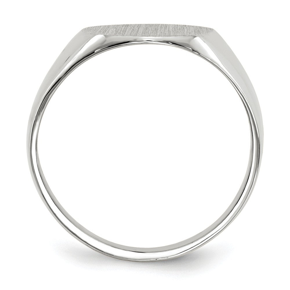 Solid Closed Back Signet Ring Round Shape Custom Personalized with Free Engraving Available of Initials in Solid 14K White Gold