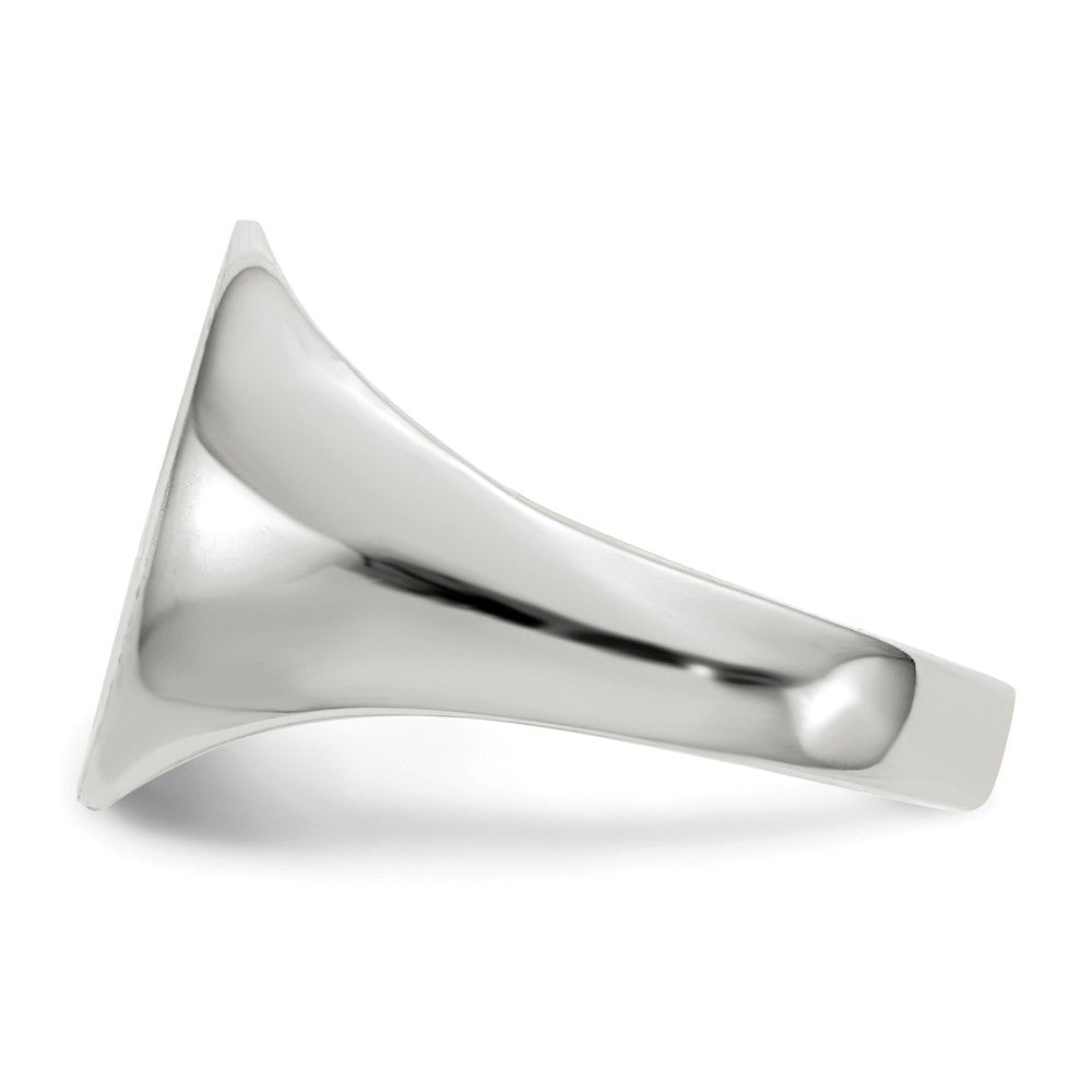 Solid Closed Back Signet Ring Round Shape Custom Personalized with Free Engraving Available of Initials in Solid 14K White Gold