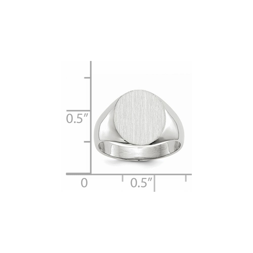 Solid Closed Back Signet Ring Round Shape Custom Personalized with Free Engraving Available of Initials in Solid 14K White Gold