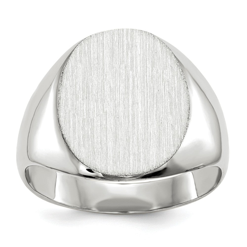Solid Closed Back Signet Ring Round Shape Custom Personalized with Free Engraving Available of Initials in Solid 14K White Gold
