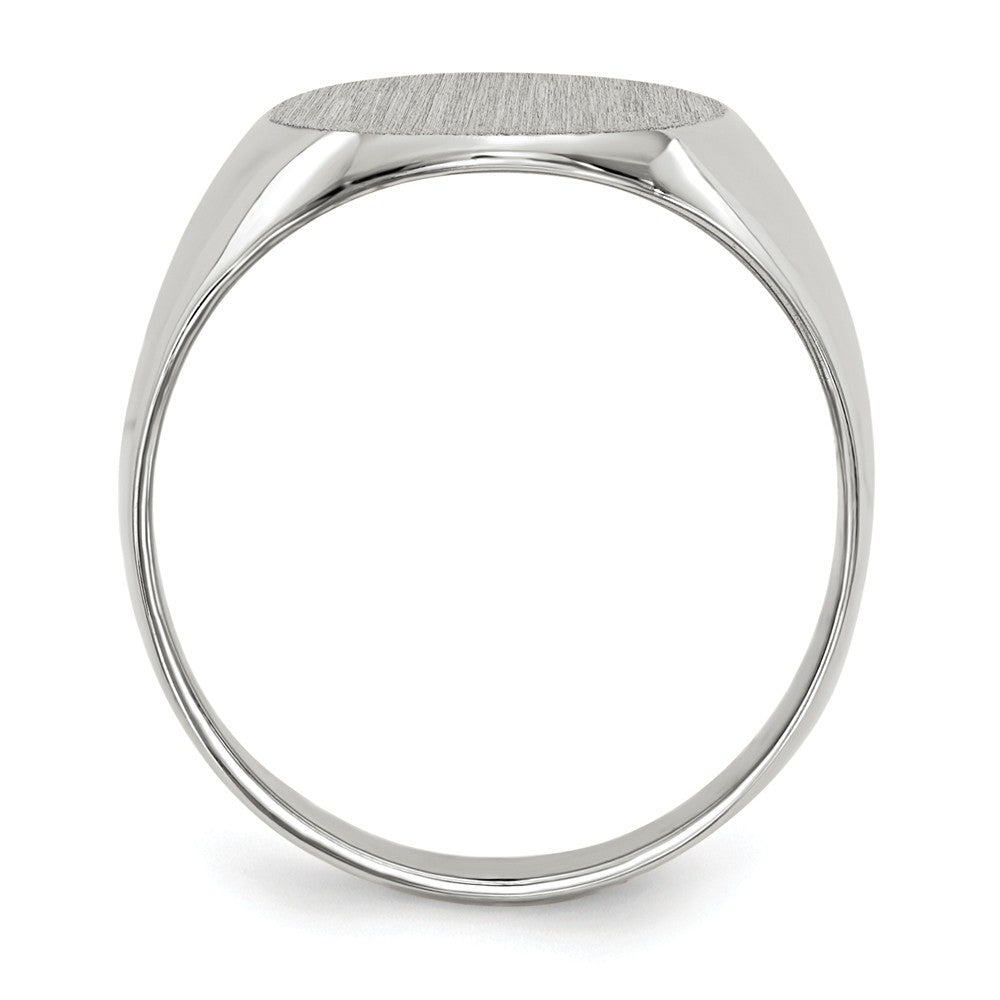 Solid Closed Back Signet Ring Round Shape Custom Personalized with Free Engraving Available of Initials in Solid 14K White Gold