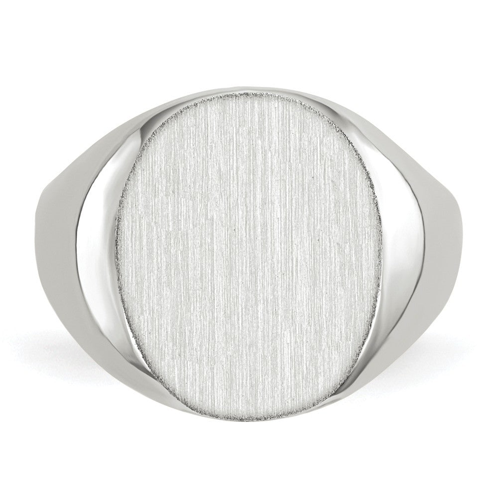 Solid Closed Back Signet Ring Round Shape Custom Personalized with Free Engraving Available of Initials in Solid 14K White Gold