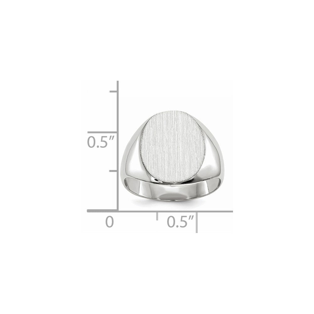 Solid Closed Back Signet Ring Round Shape Custom Personalized with Free Engraving Available of Initials in Solid 14K White Gold