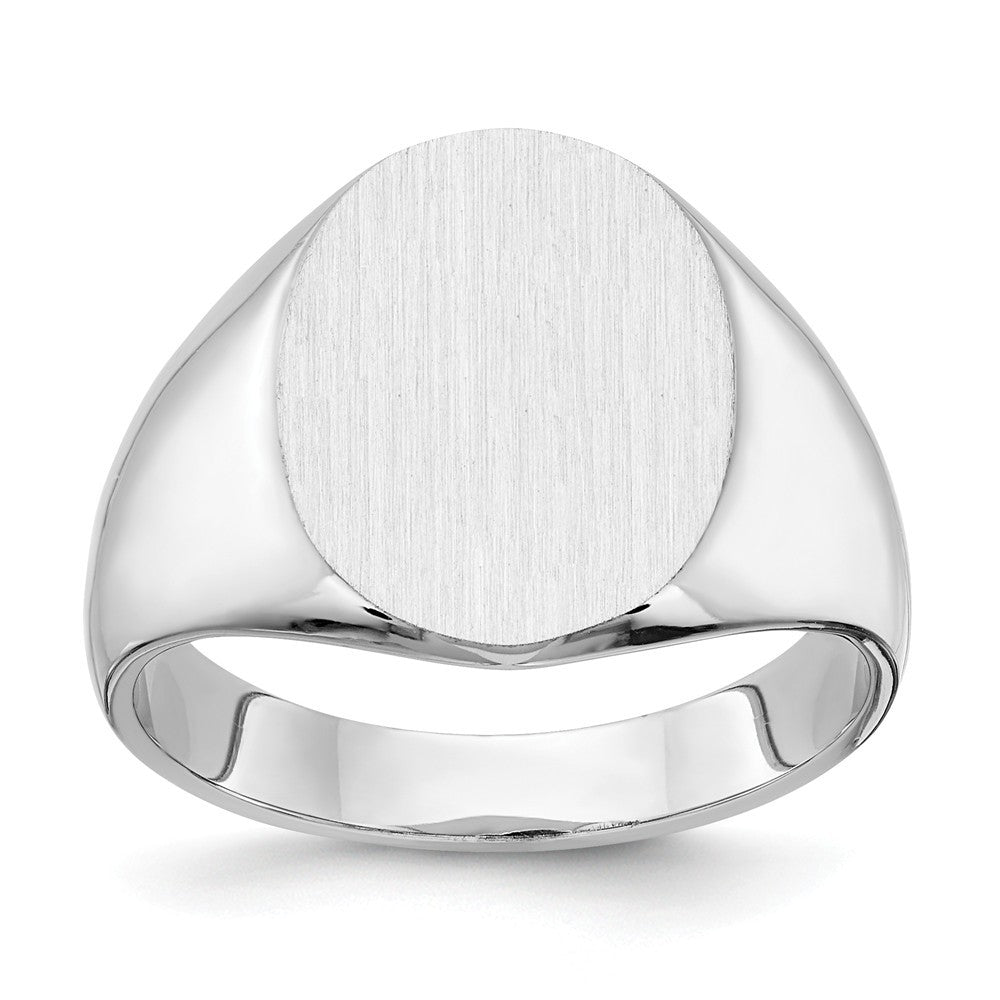 Mens Solid Back Signet Ring Custom Personalized with Free Engraving Available of Initials or Monogram in Solid 14K White Gold