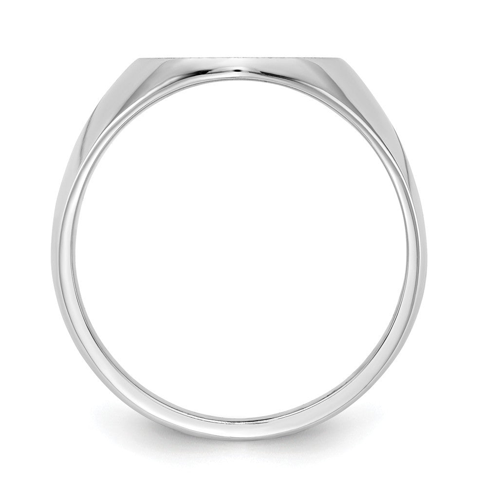 Mens Solid Back Signet Ring Custom Personalized with Free Engraving Available of Initials or Monogram in Solid 14K White Gold