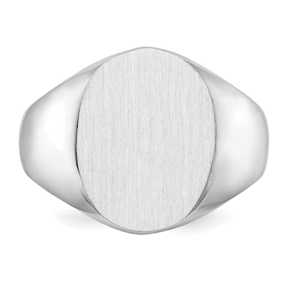 Mens Solid Back Signet Ring Custom Personalized with Free Engraving Available of Initials or Monogram in Solid 14K White Gold