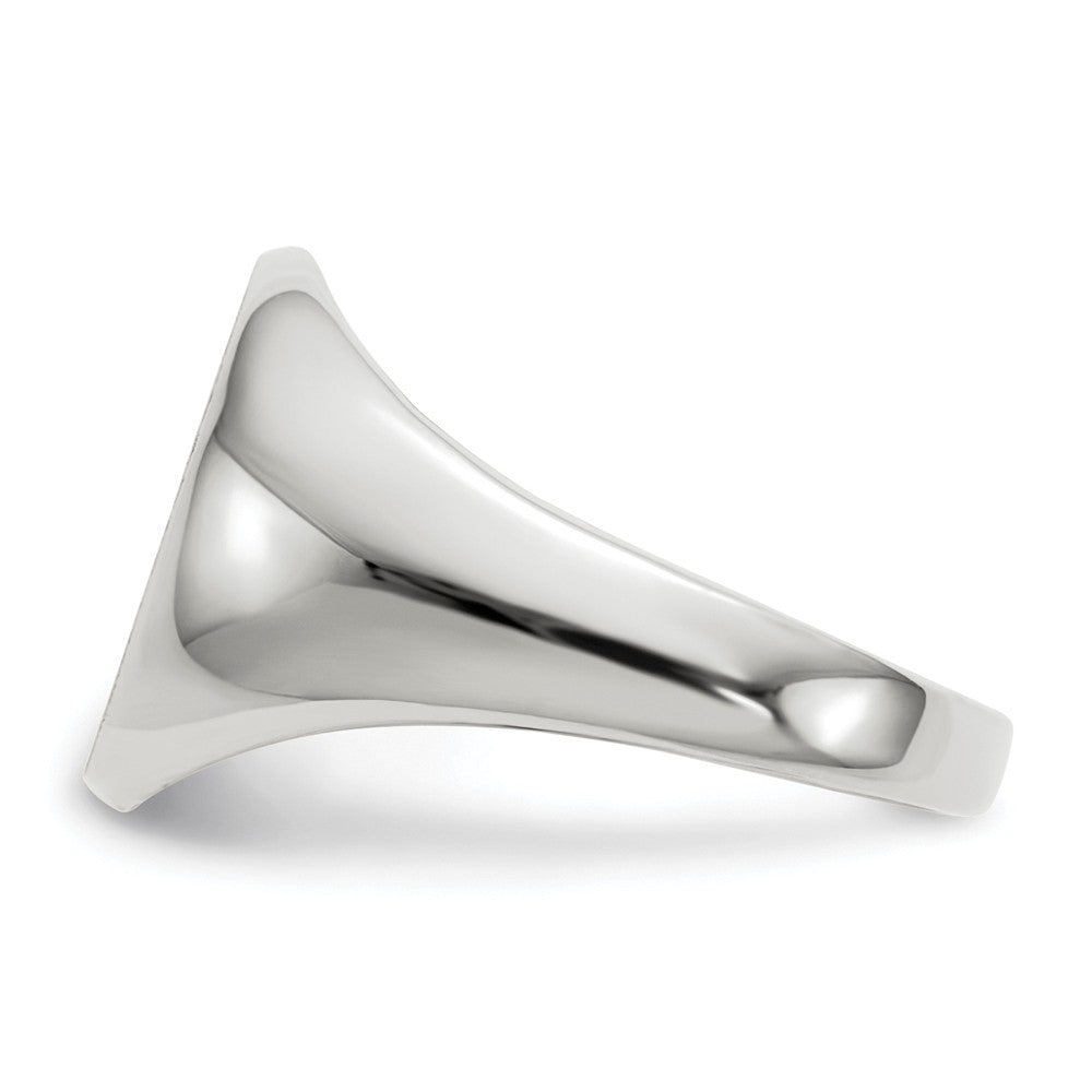 Open Back Signet Ring Round Shape Custom Personalized with Free Engraving Available of Initials in Solid 14K White Gold