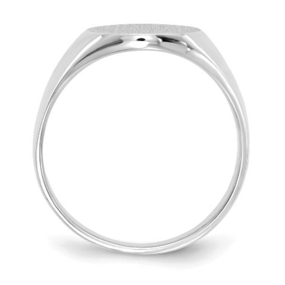 Mens High Polished Signet Ring Custom Personalized with Free Engraving Available of Initials or Monogram in Solid 14K White Gold