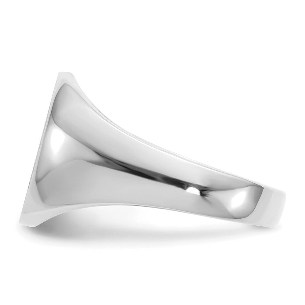 Mens High Polished Signet Ring Custom Personalized with Free Engraving Available of Initials or Monogram in Solid 14K White Gold