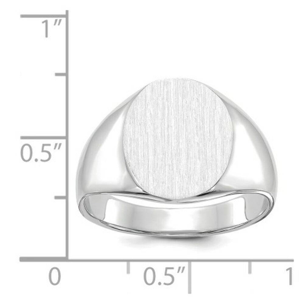 Mens High Polished Signet Ring Custom Personalized with Free Engraving Available of Initials or Monogram in Solid 14K White Gold