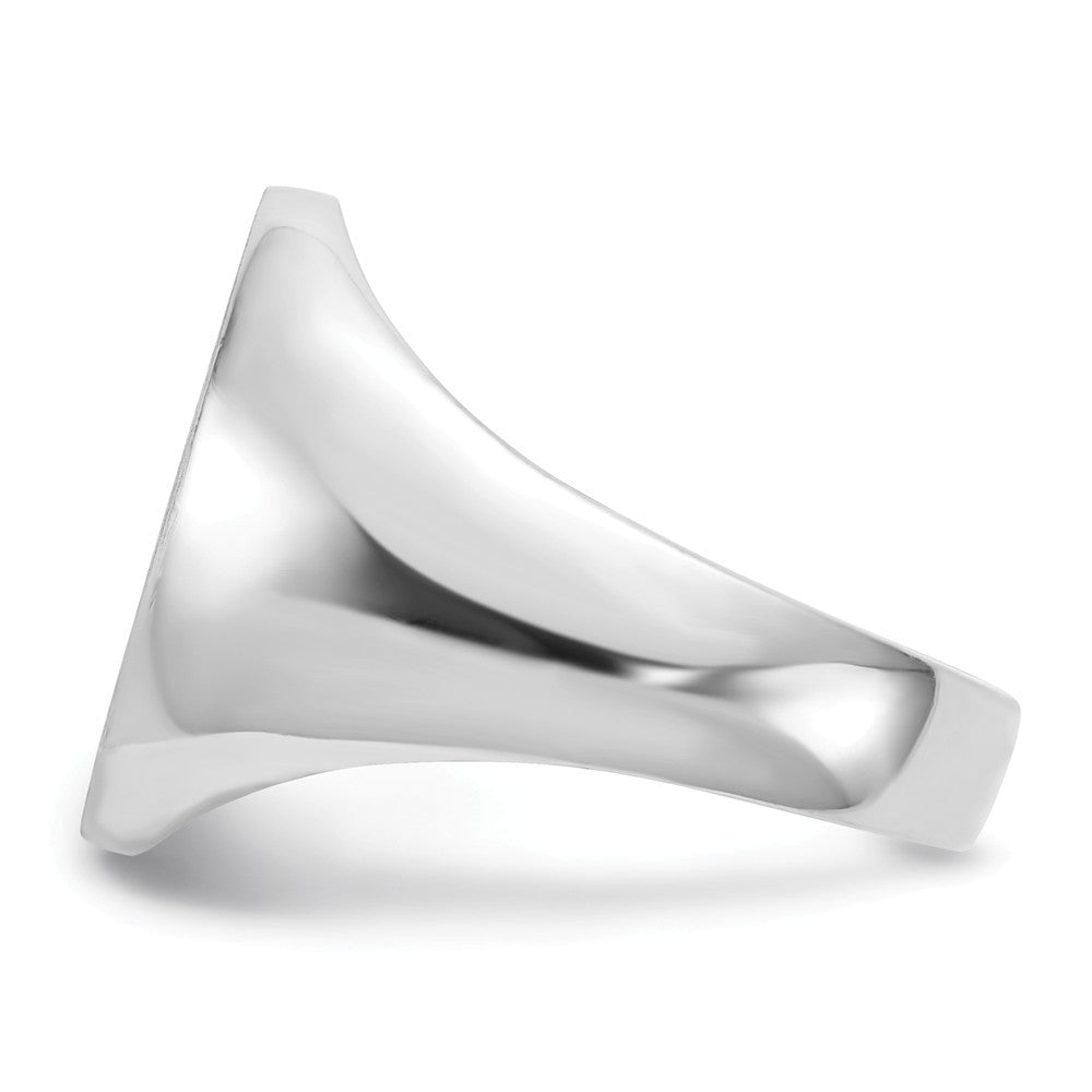 Mens High Polished Oval Signet Ring Custom Personalized with Free Engraving Available of Initials/Monogram in Solid 14K White Gold