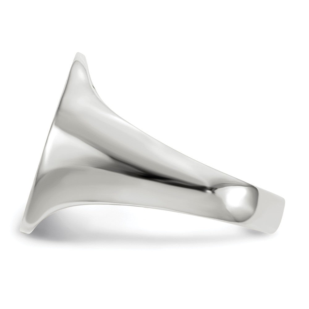 Mens Solid Back Large Oval Signet Ring with Free Engraving Available of Initials Monogram in Solid 14K White Gold