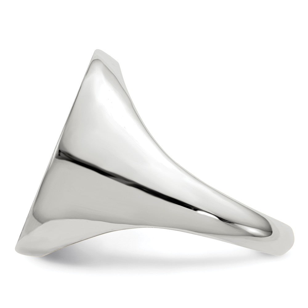 Mens Solid Back X-Large Oval Signet Ring Engravable Initial Monogram in Solid 14K White Gold