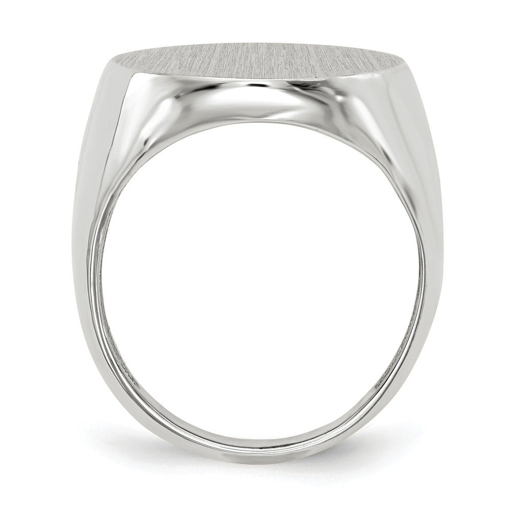 Mens Solid Back X-Large Oval Signet Ring Engravable Initial Monogram in Solid 14K White Gold