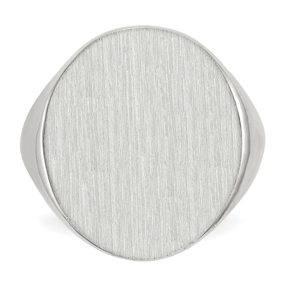 Mens Solid Back X-Large Oval Signet Ring Engravable Initial Monogram in Solid 14K White Gold