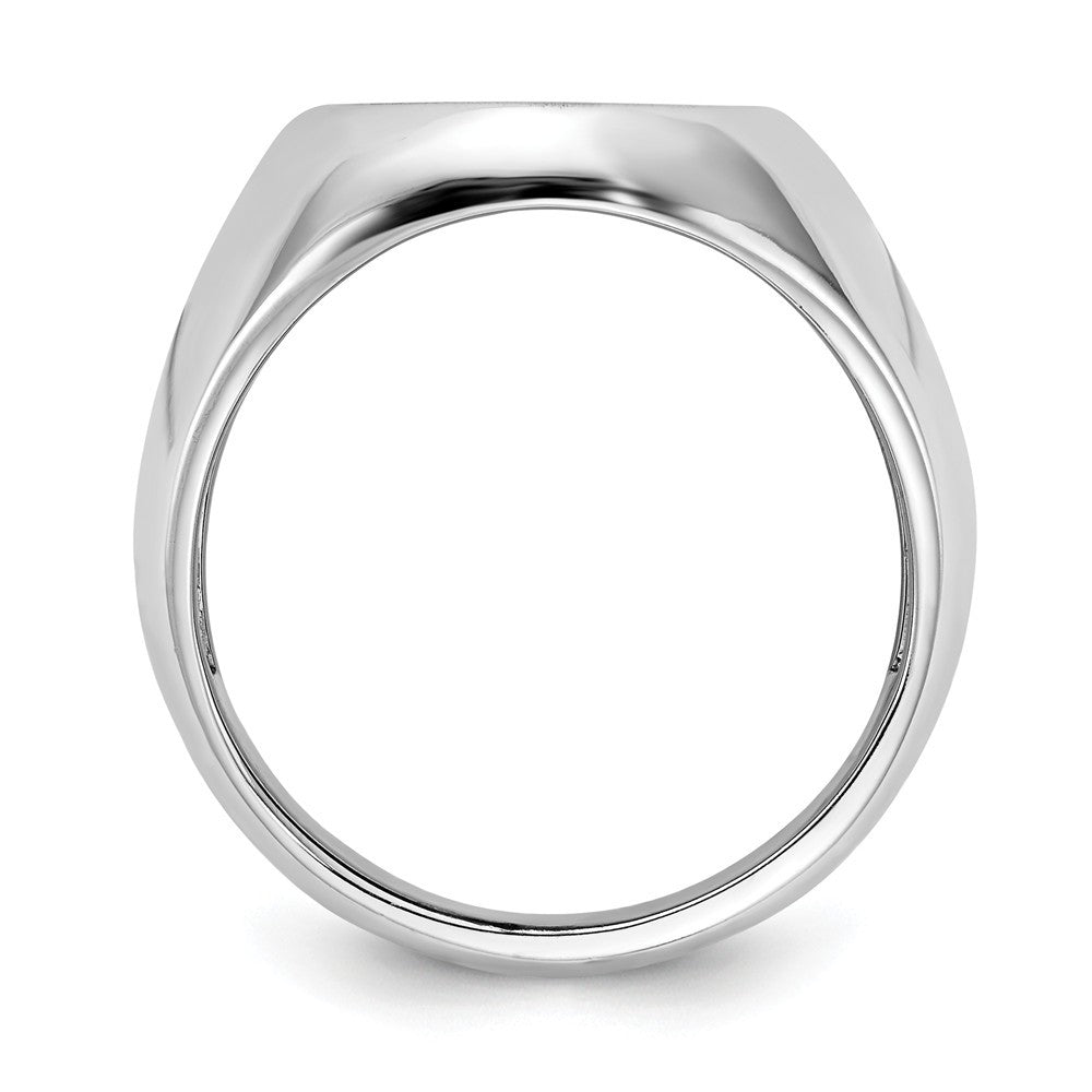 Mens Oval Signet Ring Custom Personalized with Free Engraving Available of Initials or Monogram in Solid 14K White Gold