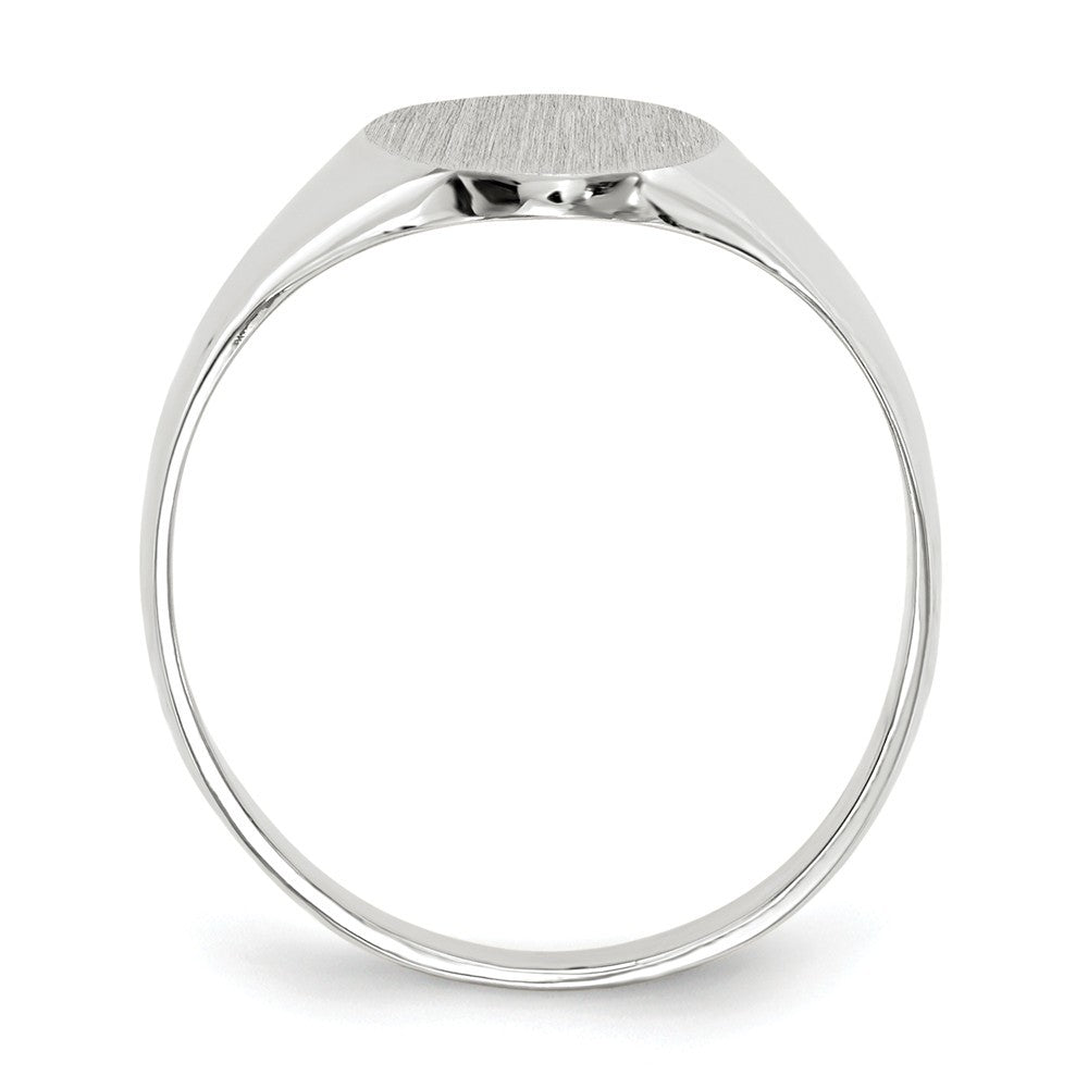 Open Back Signet Ring Oval Shape Custom Personalized with Free Engraving Available of Initials in Solid 14K White Gold