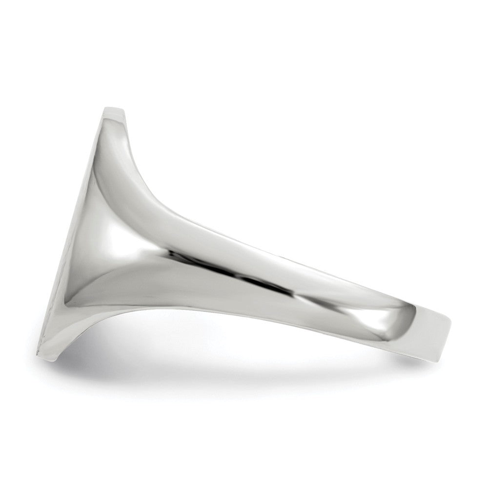 Open Back Signet Ring Oval Shape Custom Personalized with Free Engraving Available of Initials in Solid 14K White Gold