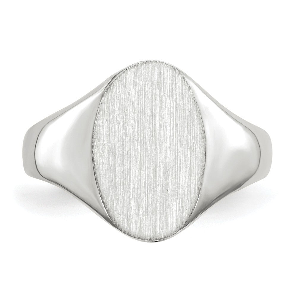 Open Back Signet Ring Oval Shape Custom Personalized with Free Engraving Available of Initials in Solid 14K White Gold