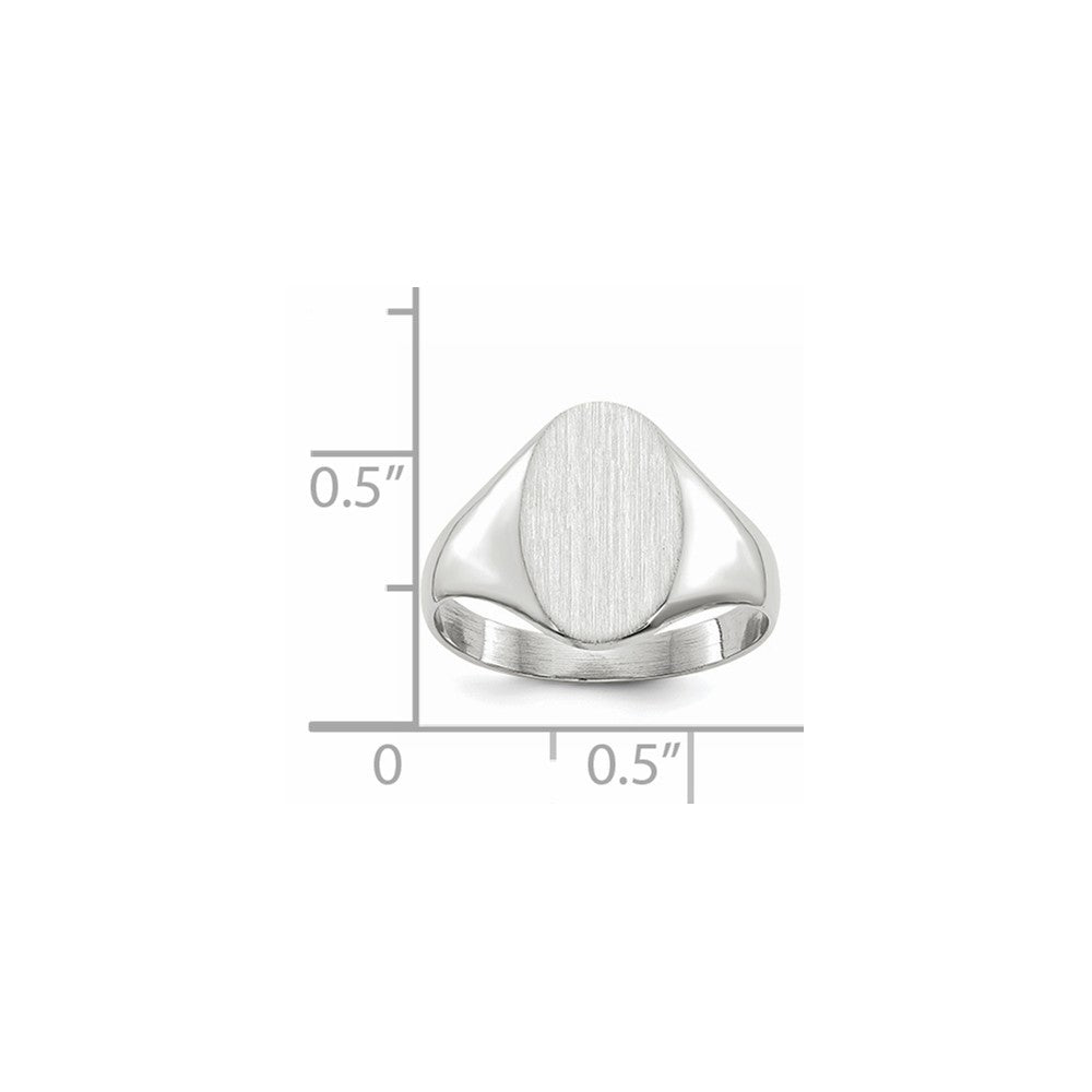 Open Back Signet Ring Oval Shape Custom Personalized with Free Engraving Available of Initials in Solid 14K White Gold