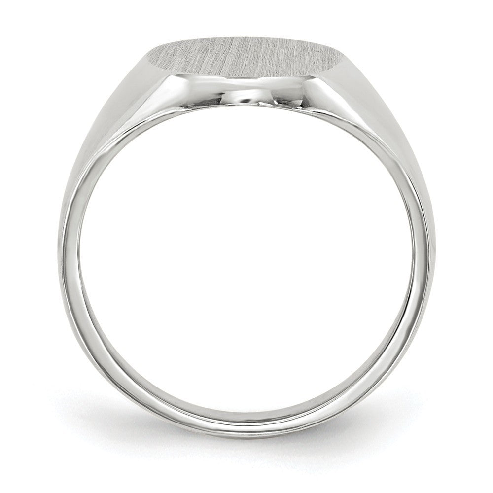 Solid Closed Back Signet Ring Oval Shape Custom Personalized with Free Engraving Available of Initials in Solid 14K White Gold