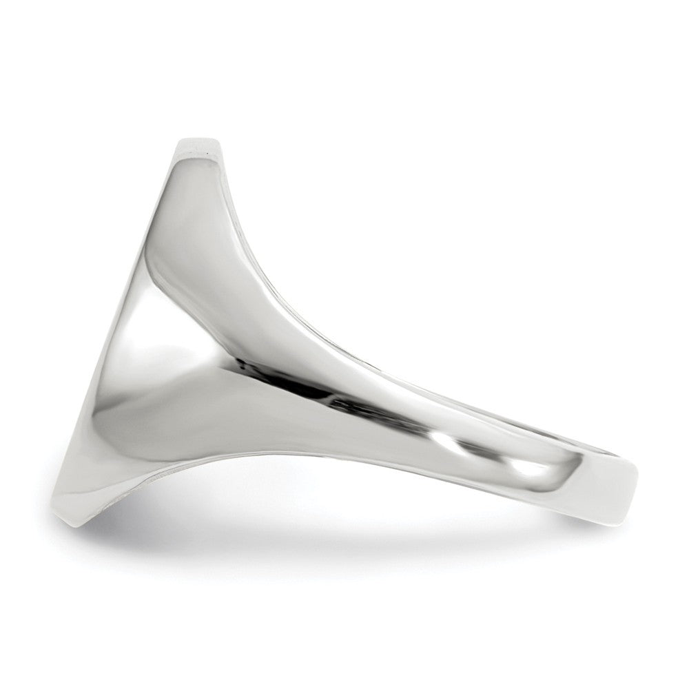 Solid Closed Back Signet Ring Oval Shape Custom Personalized with Free Engraving Available of Initials in Solid 14K White Gold