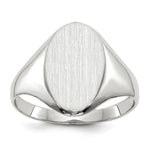 Load image into Gallery viewer, Solid Closed Back Signet Ring Oval Shape Custom Personalized with Free Engraving Available of Initials in Solid 14K White Gold
