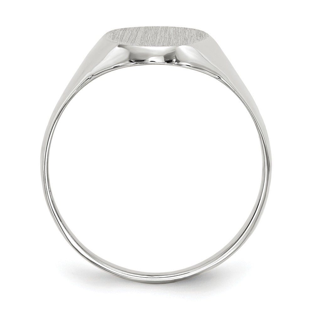 Solid Closed Back Signet Ring Oval Shape Custom Personalized with Free Engraving Available of Initials in Solid 14K White Gold