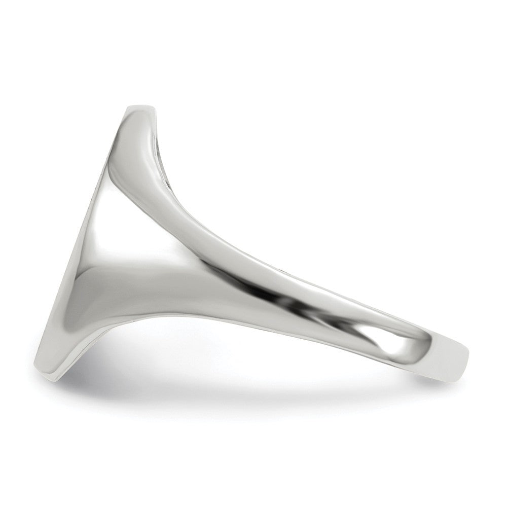 Solid Closed Back Signet Ring Oval Shape Custom Personalized with Free Engraving Available of Initials in Solid 14K White Gold