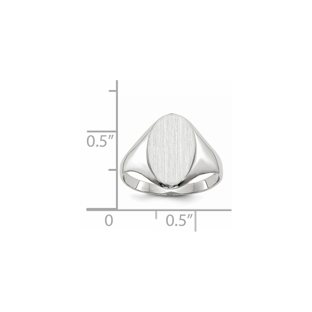 Solid Closed Back Signet Ring Oval Shape Custom Personalized with Free Engraving Available of Initials in Solid 14K White Gold